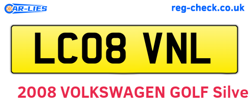 LC08VNL are the vehicle registration plates.