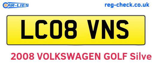 LC08VNS are the vehicle registration plates.