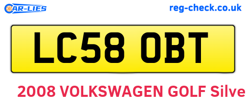 LC58OBT are the vehicle registration plates.