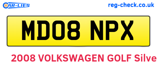 MD08NPX are the vehicle registration plates.
