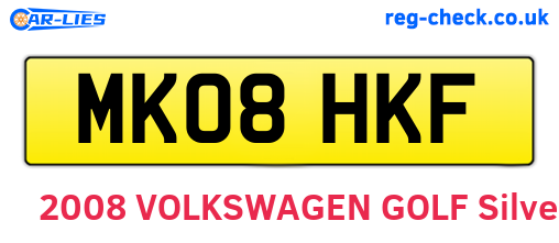 MK08HKF are the vehicle registration plates.