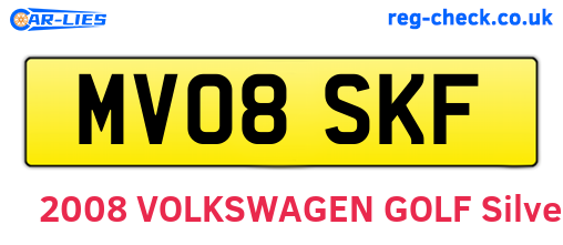 MV08SKF are the vehicle registration plates.