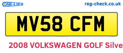 MV58CFM are the vehicle registration plates.