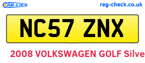 NC57ZNX are the vehicle registration plates.