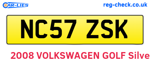 NC57ZSK are the vehicle registration plates.