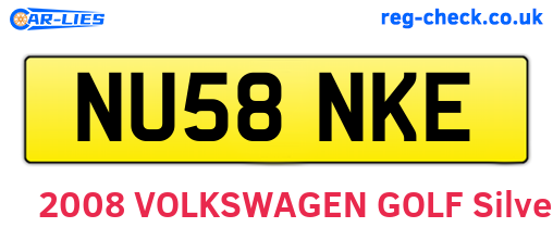NU58NKE are the vehicle registration plates.