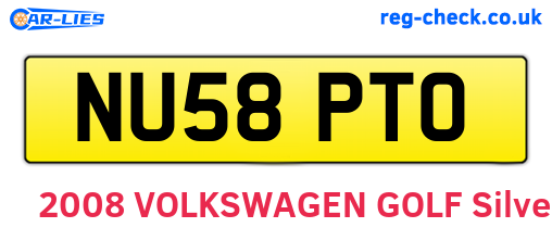 NU58PTO are the vehicle registration plates.