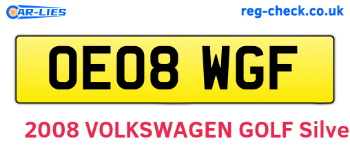 OE08WGF are the vehicle registration plates.