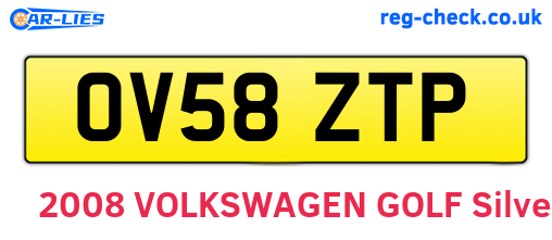 OV58ZTP are the vehicle registration plates.