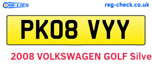 PK08VYY are the vehicle registration plates.