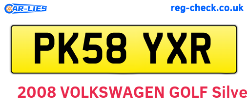 PK58YXR are the vehicle registration plates.