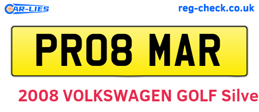 PR08MAR are the vehicle registration plates.