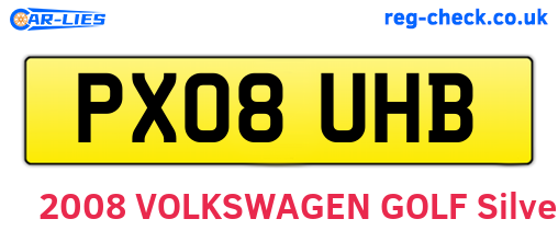 PX08UHB are the vehicle registration plates.