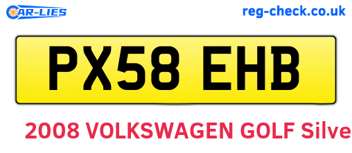PX58EHB are the vehicle registration plates.