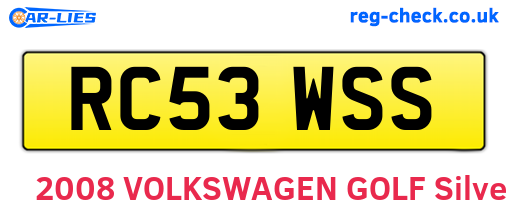 RC53WSS are the vehicle registration plates.