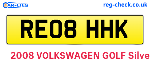 RE08HHK are the vehicle registration plates.