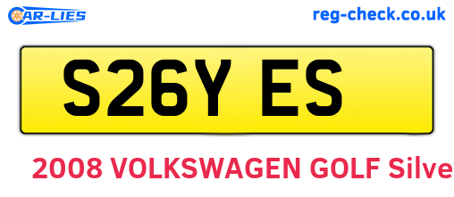 S26YES are the vehicle registration plates.