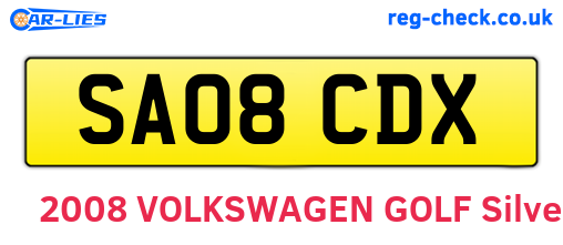 SA08CDX are the vehicle registration plates.