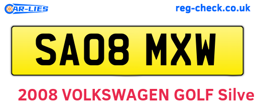 SA08MXW are the vehicle registration plates.