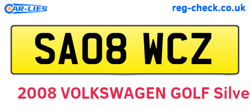 SA08WCZ are the vehicle registration plates.