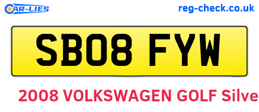 SB08FYW are the vehicle registration plates.