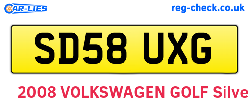 SD58UXG are the vehicle registration plates.