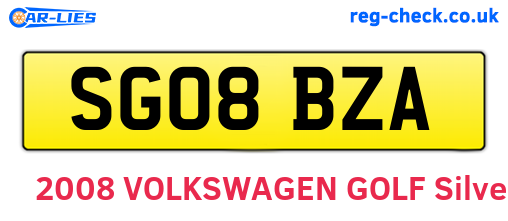 SG08BZA are the vehicle registration plates.