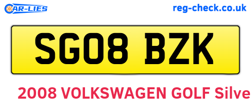 SG08BZK are the vehicle registration plates.