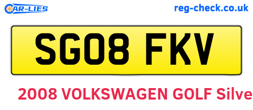 SG08FKV are the vehicle registration plates.