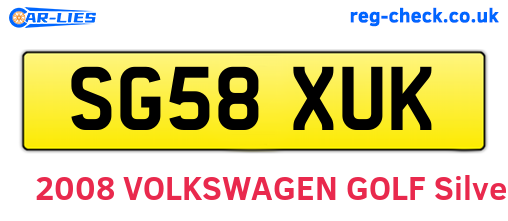 SG58XUK are the vehicle registration plates.