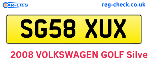 SG58XUX are the vehicle registration plates.