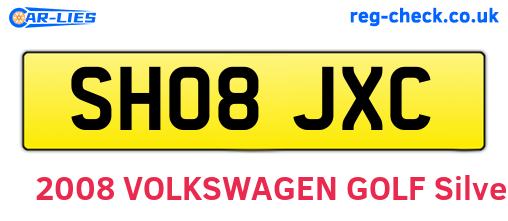 SH08JXC are the vehicle registration plates.