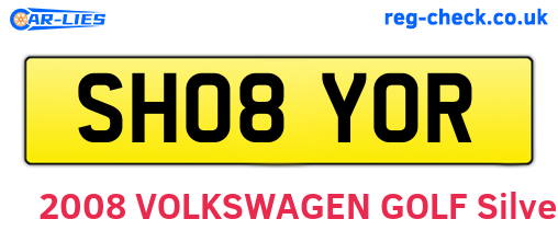SH08YOR are the vehicle registration plates.