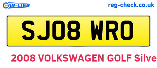 SJ08WRO are the vehicle registration plates.