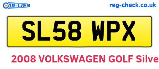 SL58WPX are the vehicle registration plates.