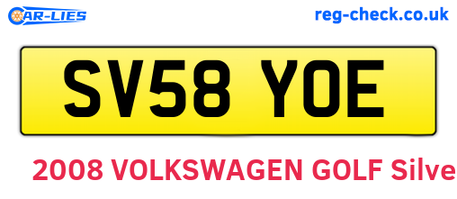 SV58YOE are the vehicle registration plates.