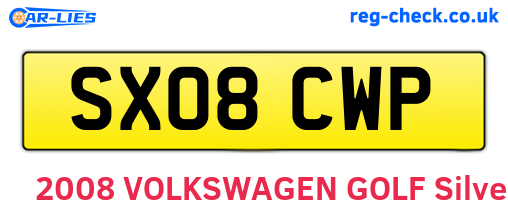 SX08CWP are the vehicle registration plates.