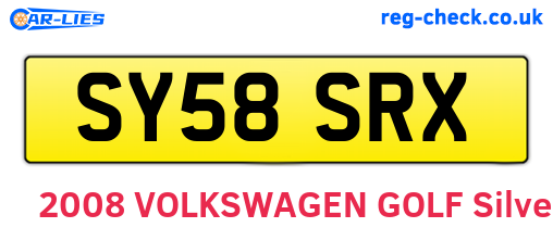 SY58SRX are the vehicle registration plates.