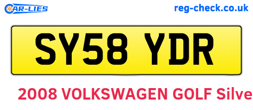 SY58YDR are the vehicle registration plates.