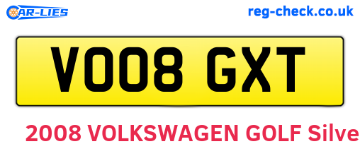 VO08GXT are the vehicle registration plates.