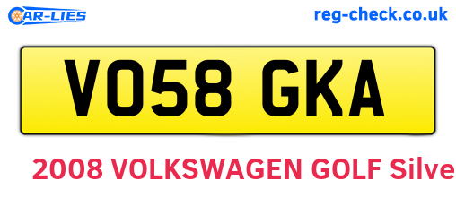 VO58GKA are the vehicle registration plates.