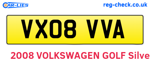 VX08VVA are the vehicle registration plates.