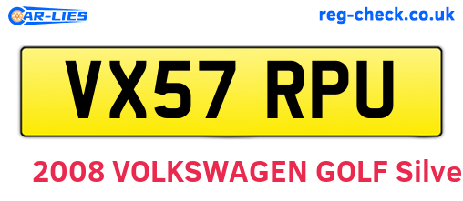 VX57RPU are the vehicle registration plates.