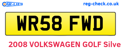 WR58FWD are the vehicle registration plates.