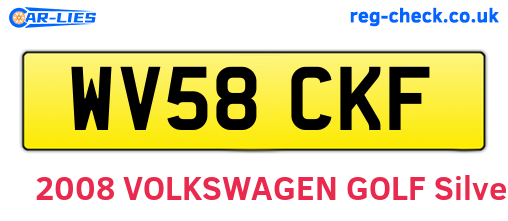 WV58CKF are the vehicle registration plates.