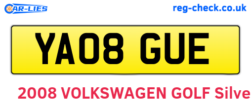YA08GUE are the vehicle registration plates.