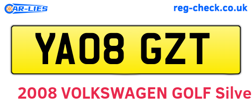 YA08GZT are the vehicle registration plates.