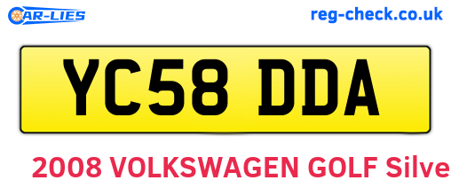 YC58DDA are the vehicle registration plates.
