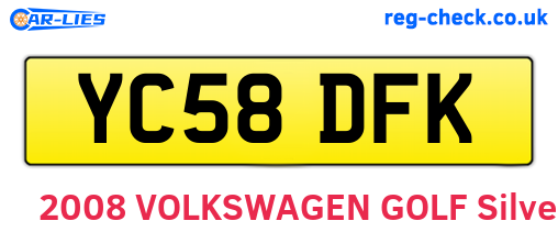 YC58DFK are the vehicle registration plates.