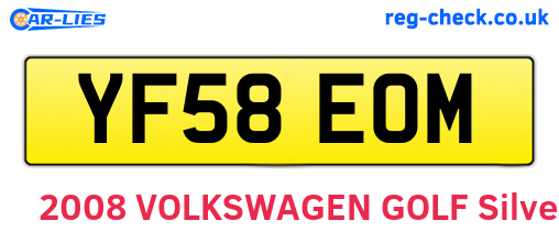 YF58EOM are the vehicle registration plates.
